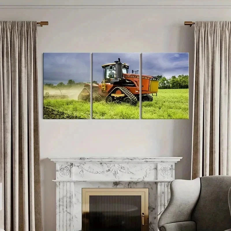 3pcs Extra Large Modern Tractor Pasture Wall Art Set Canvas Framed 40x60cm - High Quality Print 100% Australian Made Wall Canvas Ready to Hang
