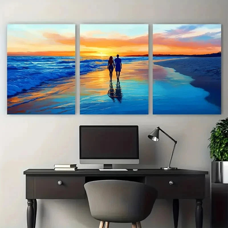 3pcs Coogee Beach Australia Wall Art Set Canvas Framed 40x60cm - High Quality Print 100% Australian Made Wall Canvas Ready to Hang - Bella Home Decor