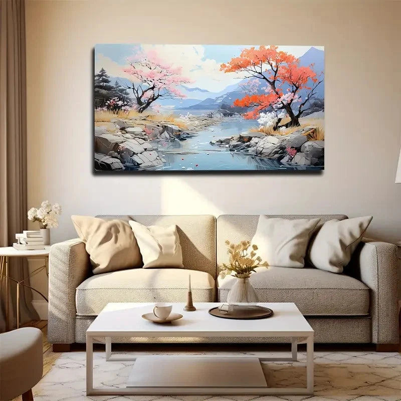 Streams Woods Wall Art Canvas Office Home Room Framed 120x60cm