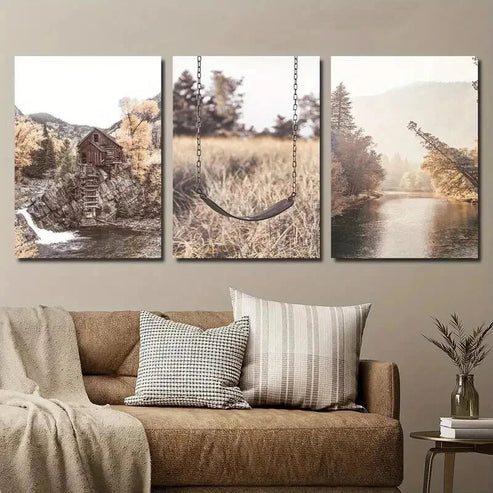 3pcs Beautiful Natural River Landscape Decor Wall Art Canvas Unframed - High Quality Print 100% Australian Made Wall Canvas