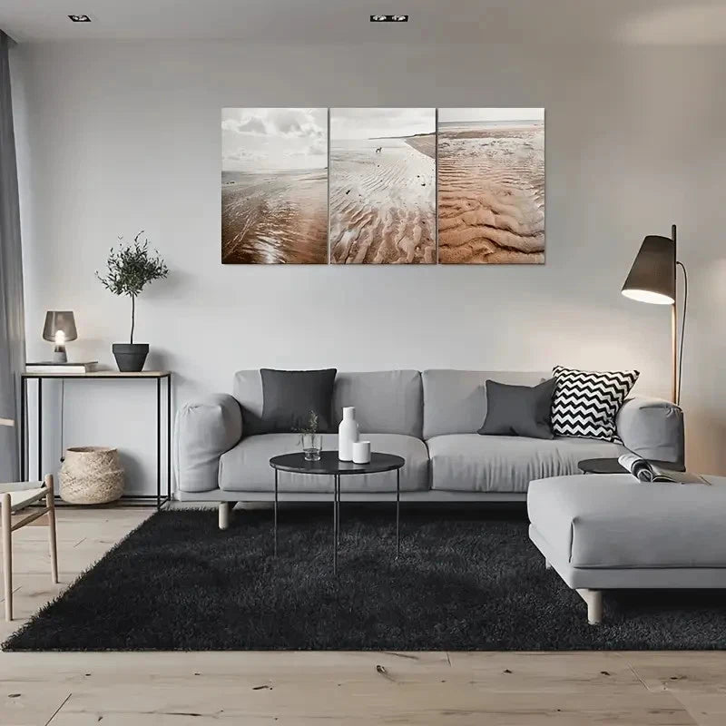 3pcs Beachscape Coastal Decor Wall Art Set Canvas Framed 40x60cm - High Quality Print 100% Australian Made Wall Canvas Ready to Hang - Bella Home Decor