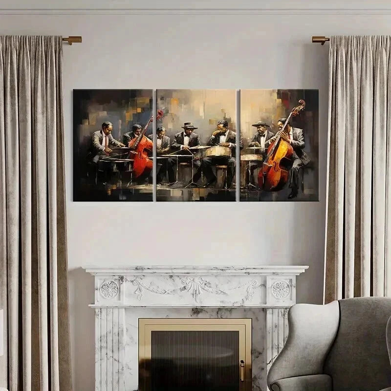 3pcs Abstract Jazz Band Performance Wall Art Set Canvas Framed 40x60cm - High Quality Print 100% Australian Made Wall Canvas Ready to Hang - Bella Home Decor