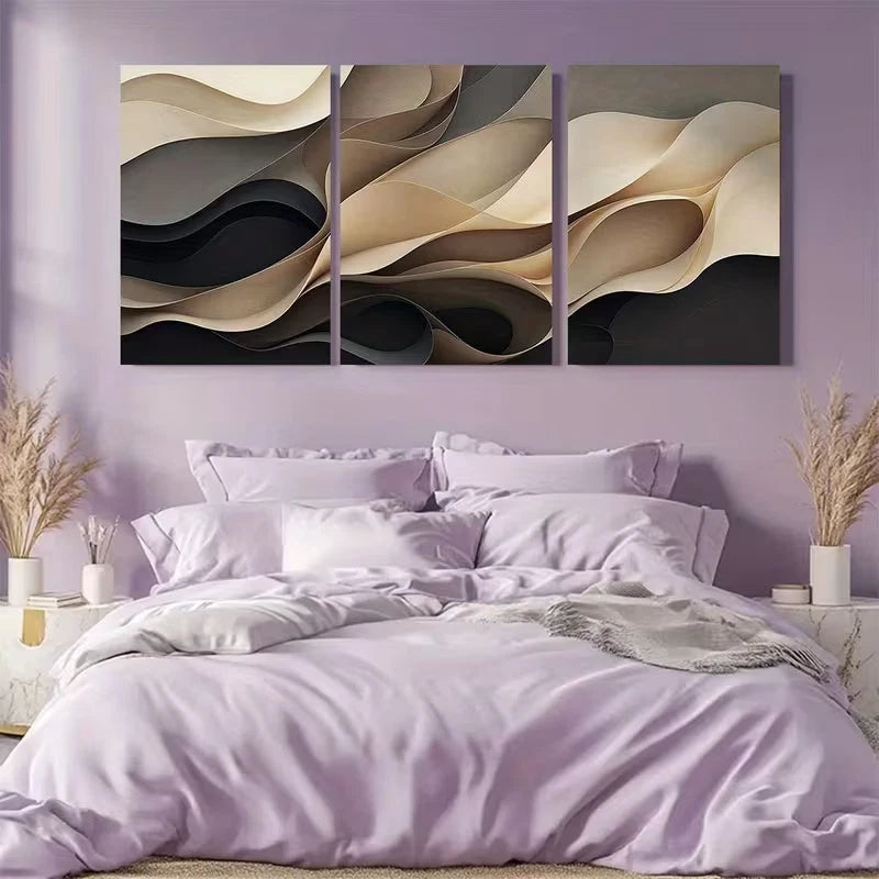 3pcs Elegant Minimalist Abstract Metal Print Ready to Hang Art