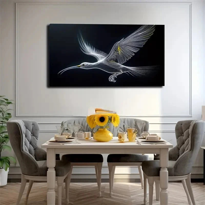Dancing Bird With Spread Wings Wall Art Canvas Office Home Room Framed 120x60cm