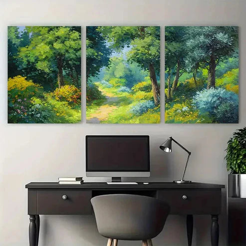 3pcs Sunny Countryside Path Landscape Perfect Wall Art Canvas Unframed - High Quality Print 100% Australian Made Wall Canvas