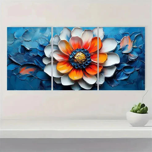 3pcs Dahlia Painting Flowers Original Art Wall Art Canvas Unframed - High Quality Print 100% Australian Made Wall Canvas - Bella Home Decor
