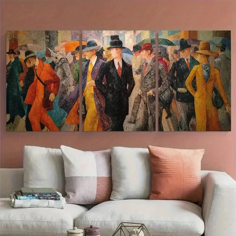 3pcs Berlin Street Scene Abstract PerfectWall Art Set Canvas Framed 60x90cm - High Quality Print 100% Australian Made Wall Canvas Ready to Hang - Bella Home Decor