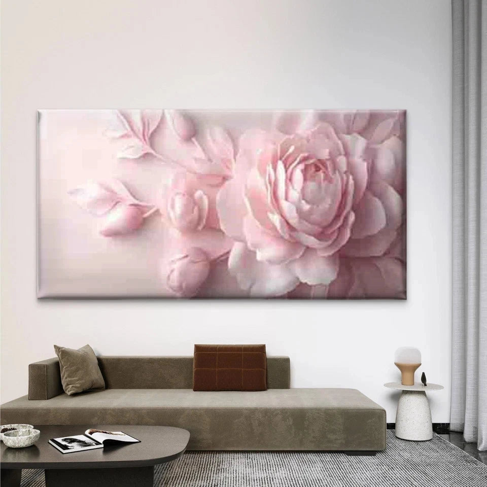 Abstract Pink Peony Flower Wall Art Canvas Office Home Room Framed 120x60cm