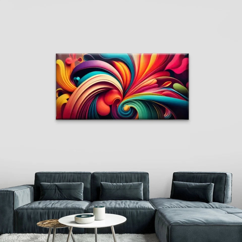 Swirl Colors Abstract Wall Art Canvas Office Home Room Framed 120x60cm