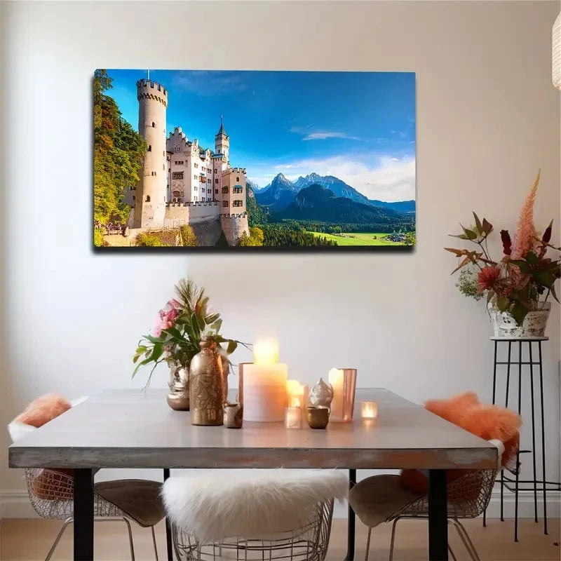 Fantastical Castle Wall Art Canvas Office Home Room Framed 120x60cm