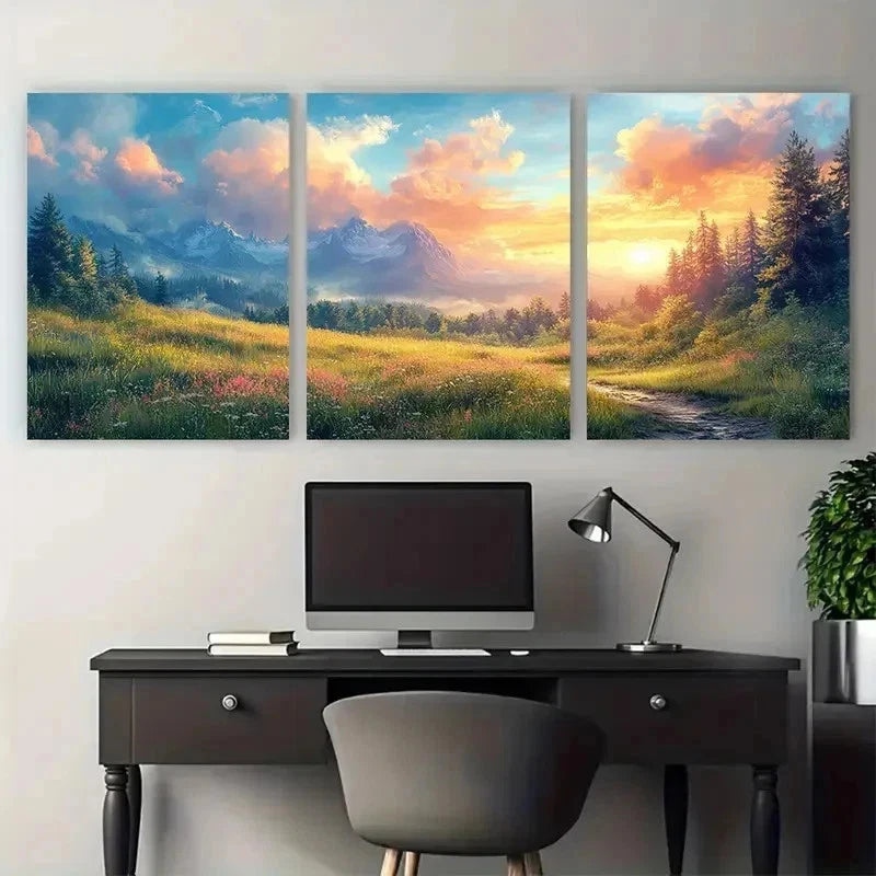 3pcs Nature Beauty Flowers Sun Perfect Wall Art Set Canvas Framed 50x70cm - High Quality Print 100% Australian Made Wall Canvas Ready to Hang