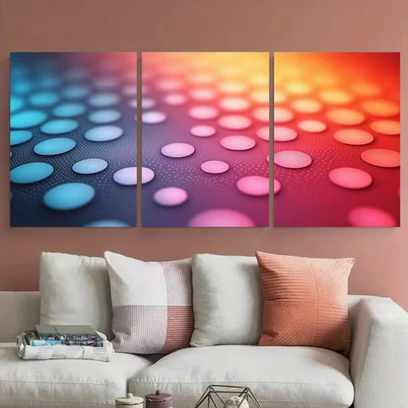 3pcs Abstract Polka Dot Pastel Shades Metal Print Ready to Hang Art