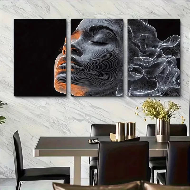 3pcs Line Face Drawing Abstract Metal Print Ready to Hang Art