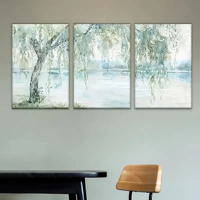 3pcs Tree in the water Wall Art Set Canvas Framed 60x90cm - High Quality Print 100% Australian Made Wall Canvas Ready to Hang