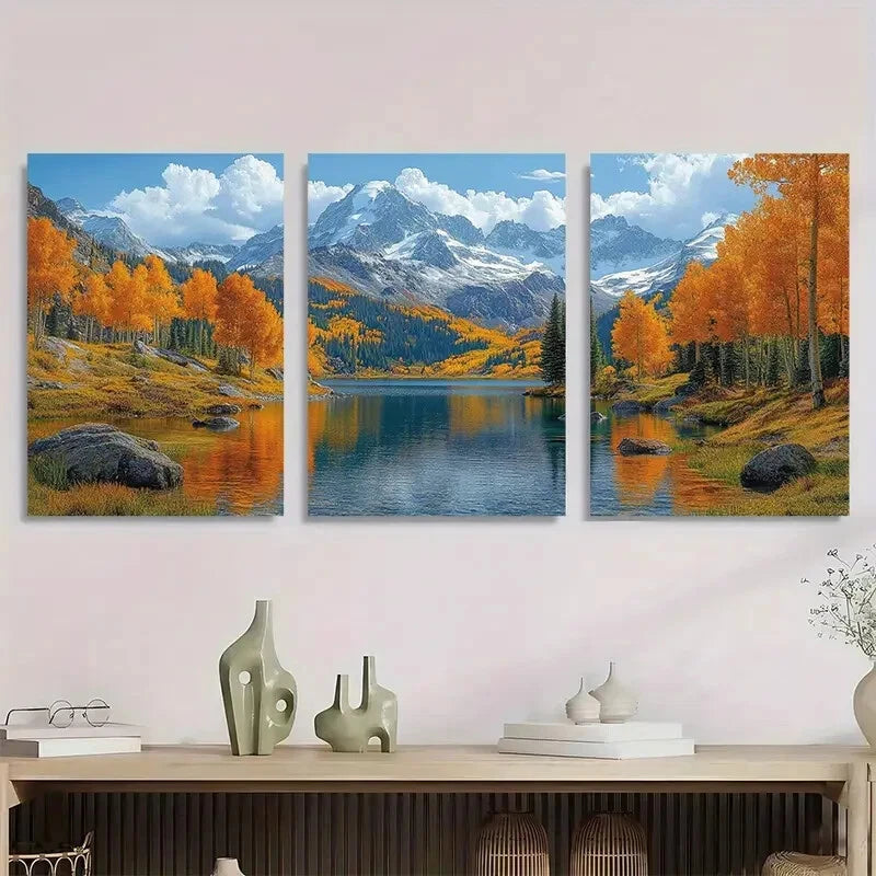 3pcs Colorado Snowmass and Moran Lake Wall Art Set Canvas Framed 40x60cm - High Quality Print 100% Australian Made Wall Canvas Ready to Hang