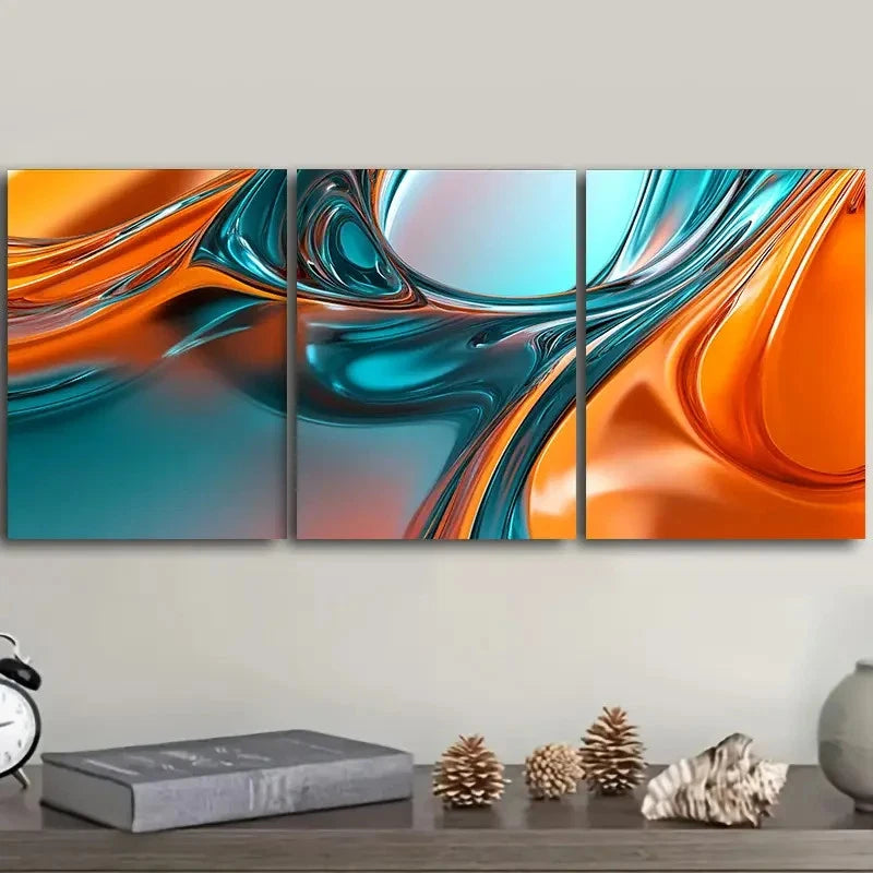 3pcs fluid shapes Wall Art Set Canvas Framed 40x60cm - High Quality Print 100% Australian Made Wall Canvas Ready to Hang - Bella Home Decor