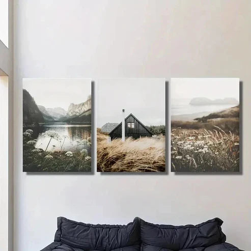 3pcs Natural Wildflower Landscape Photograph Wall Art Set Canvas Unframed - High Quality Print 100% Australian Made Wall Canvas