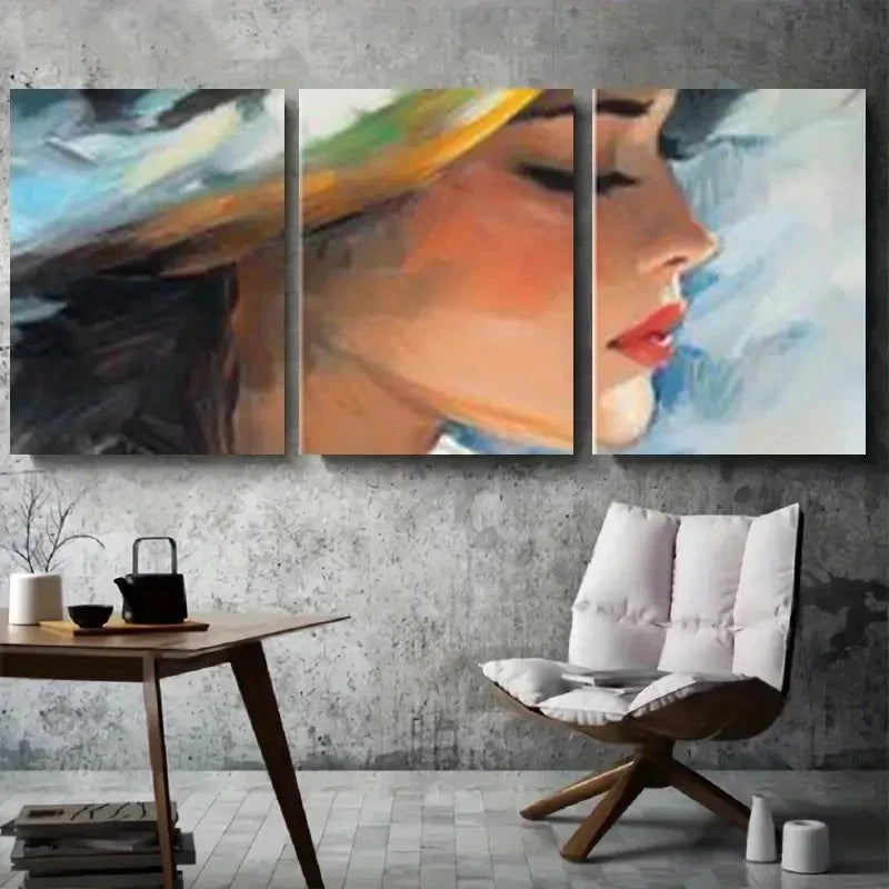 3pcs Elegant Abstract Woman Portrait Wall Art Set Canvas Framed 40x60cm - High Quality Print 100% Australian Made Wall Canvas Ready to Hang