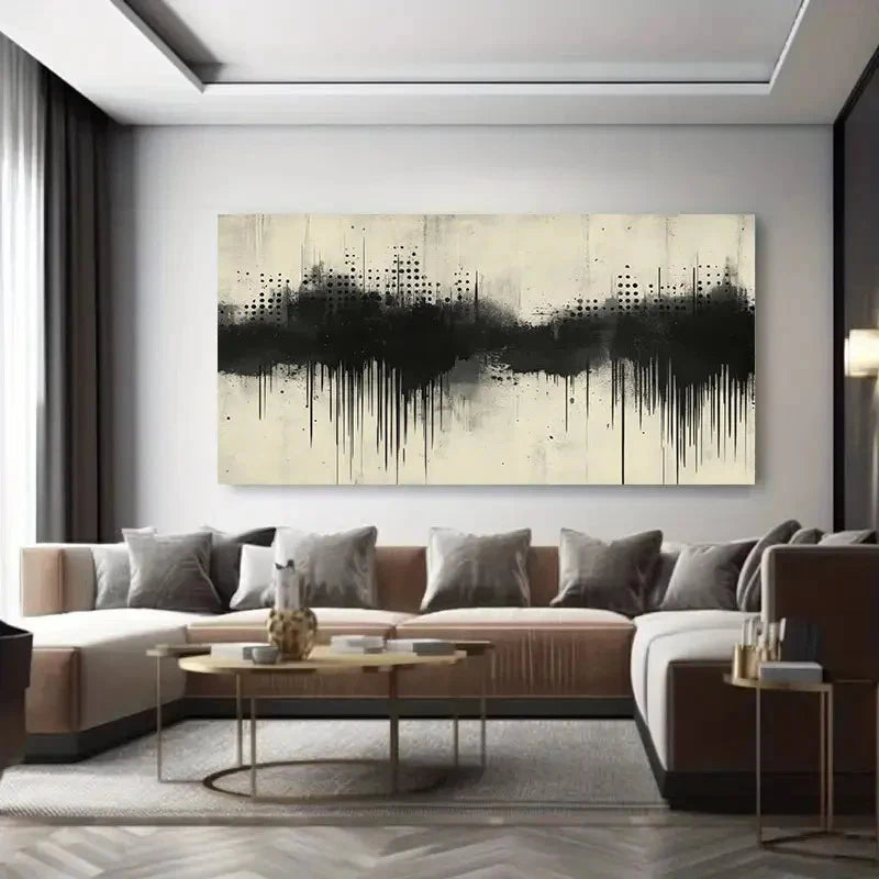 Abstract Black & White Wall Art Canvas Office Home Room Framed 120x60cm