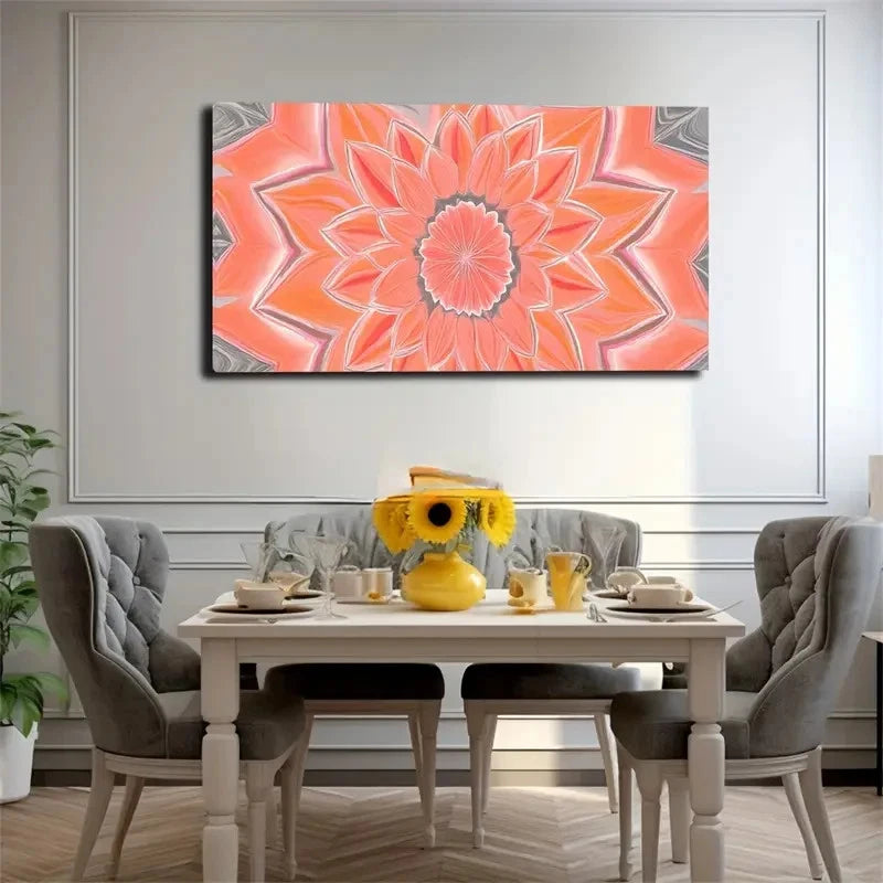 Mysterious Floral Design Pink Wall Art Canvas Office Home Room Framed 120x60cm