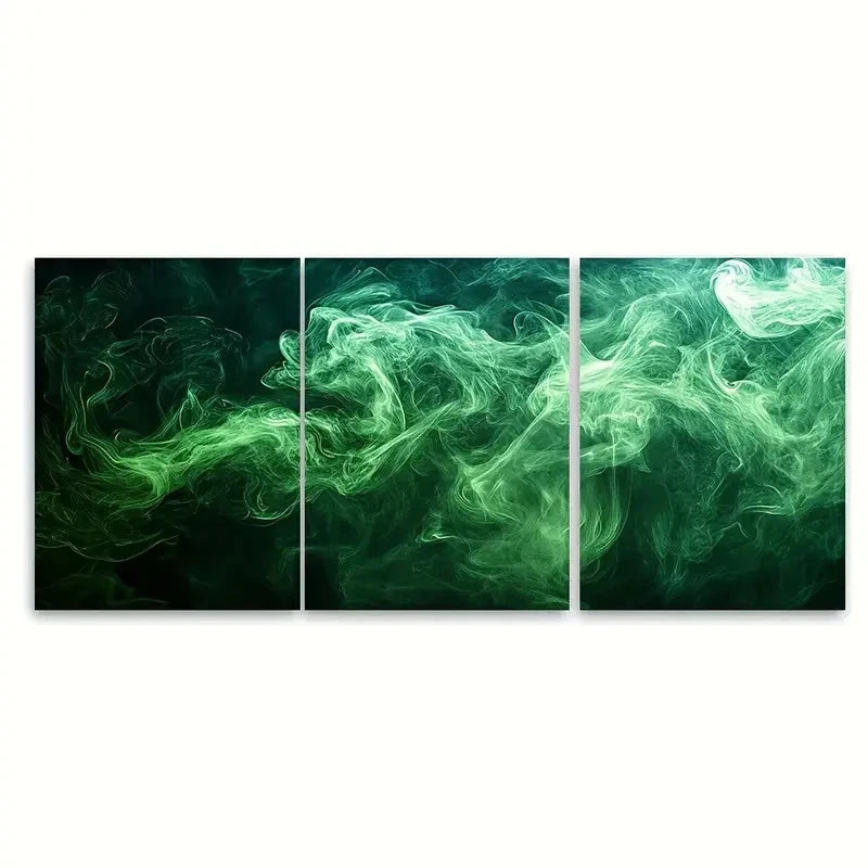 3pcs Enigmatic Green Smoke di Wall Art Set Canvas Framed 60x90cm - High Quality Print 100% Australian Made Wall Canvas Ready to Hang - Bella Home Decor