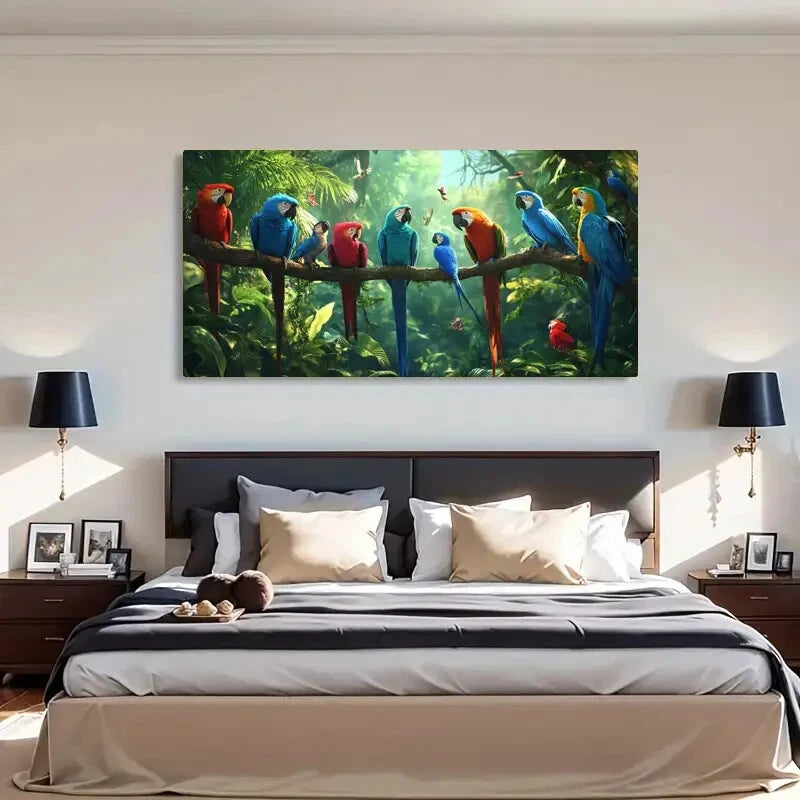 Tropical Parrot Colorful Macaw Wall Art Canvas Office Home Room Framed 120x60cm - Bella Home Decor