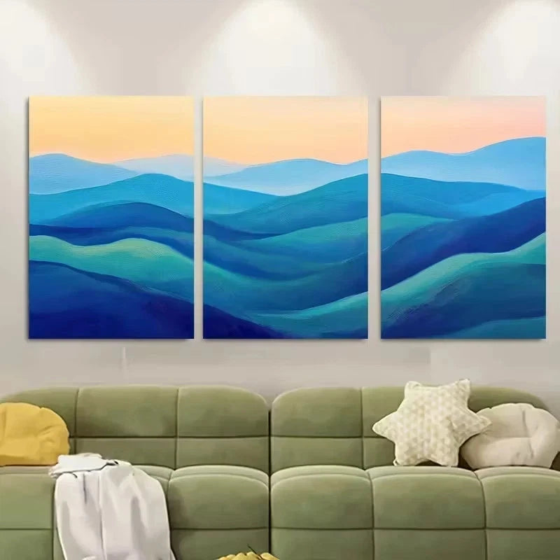 3pcs Blue Ridge Mountains Landscape Wall Art Set Canvas Framed 60x90cm - High Quality Print 100% Australian Made Wall Canvas Ready to Hang - Bella Home Decor