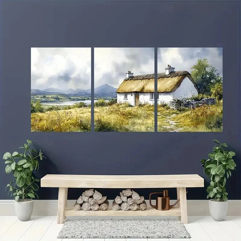 3pcs County Tupperware Landscape Perfect Wall Art Set Canvas Framed 50x70cm - High Quality Print 100% Australian Made Wall Canvas Ready to Hang - Bella Home Decor