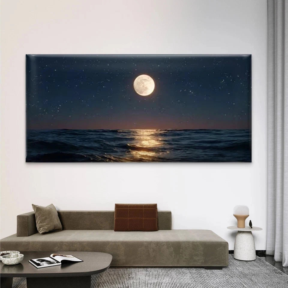 Serene Ocean Reflection Wall Art Canvas Office Home Room Framed 120x60cm
