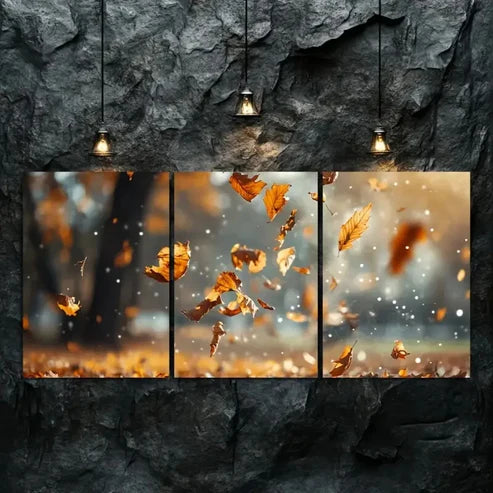 3pcs "Whisper of Leaves in the Breeze" Autumn Wall Art Set Canvas Unframed - High Quality Print 100% Australian Made Wall Canvas - Bella Home Decor