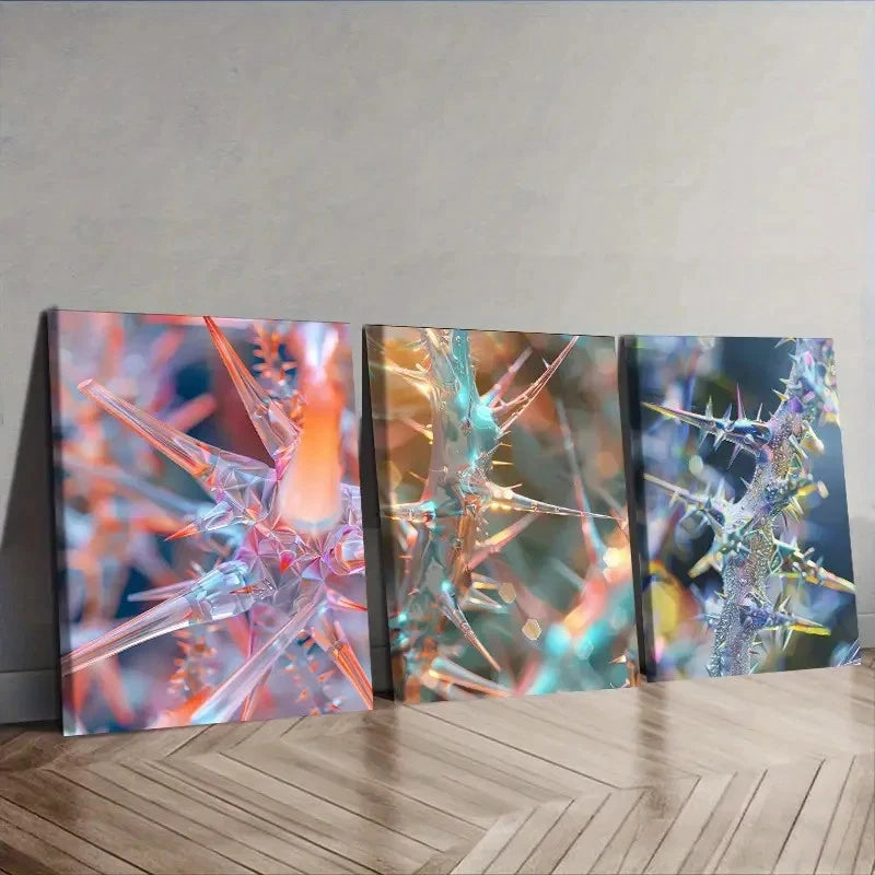 3pcs Featuring Thorny Designs Wall Art Set Canvas Framed 60x90cm - High Quality Print 100% Australian Made Wall Canvas Ready to Hang