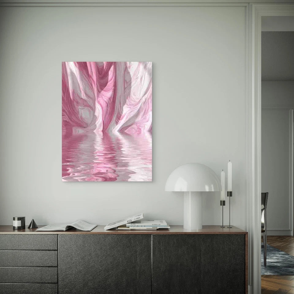 Flowing Pink & Water Reflection Abstract 40x60cm Metal Print Ready to Hang
