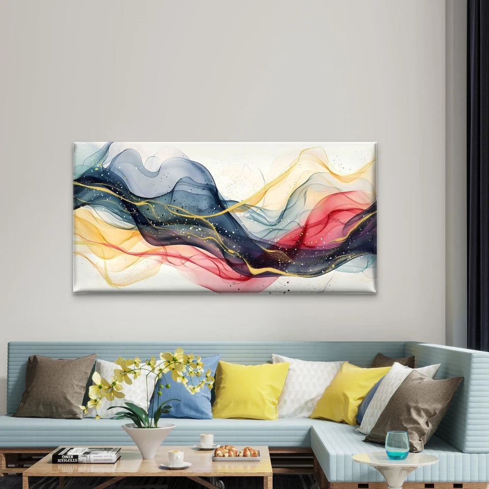 Watercolor Brush Abstract Wall Art Canvas Office Home Room Framed 120x60cm - Bella Home Decor