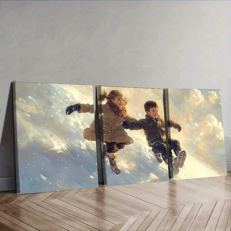 3pcs Two Youngsters Wall Art Set Canvas Framed 60x90cm - High Quality Print 100% Australian Made Wall Canvas Ready to Hang - Bella Home Decor