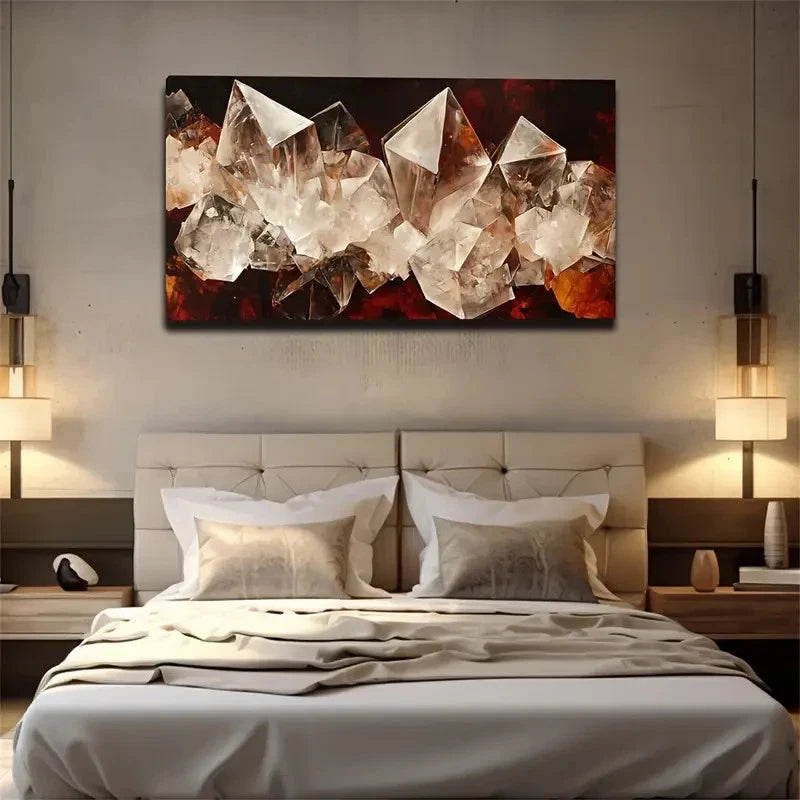 Abstract Crystal Design Wall Art Canvas Office Home Room Framed 120x60cm