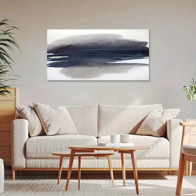 Abstract Black Ink Graffiti Wall Art Canvas Office Home Room Framed 120x60cm
