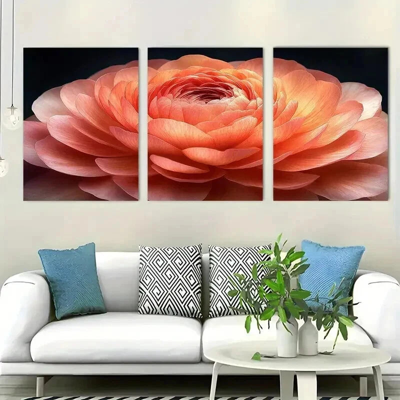 3pcs Three Floral Elegance Inspired Perfect Wall Art Set Canvas Framed 50x70cm - High Quality Print 100% Australian Made Wall Canvas Ready to Hang - Bella Home Decor
