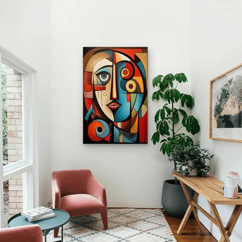 Abstract Geometric Face 40x60cm Metal Print Ready to Hang
