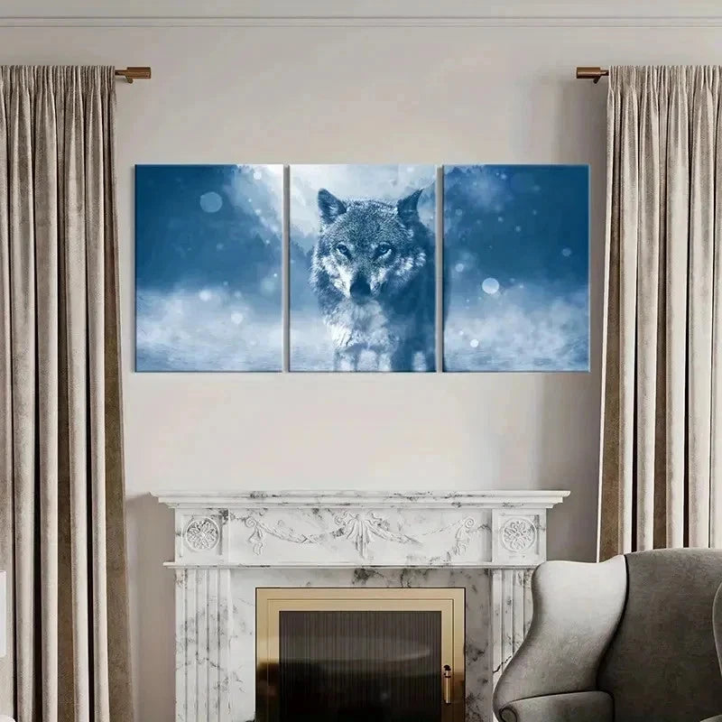 3pcs Animal Art Painting Wolf Modern Wall Art Set Canvas Framed 40x60cm - High Quality Print 100% Australian Made Wall Canvas Ready to Hang - Bella Home Decor