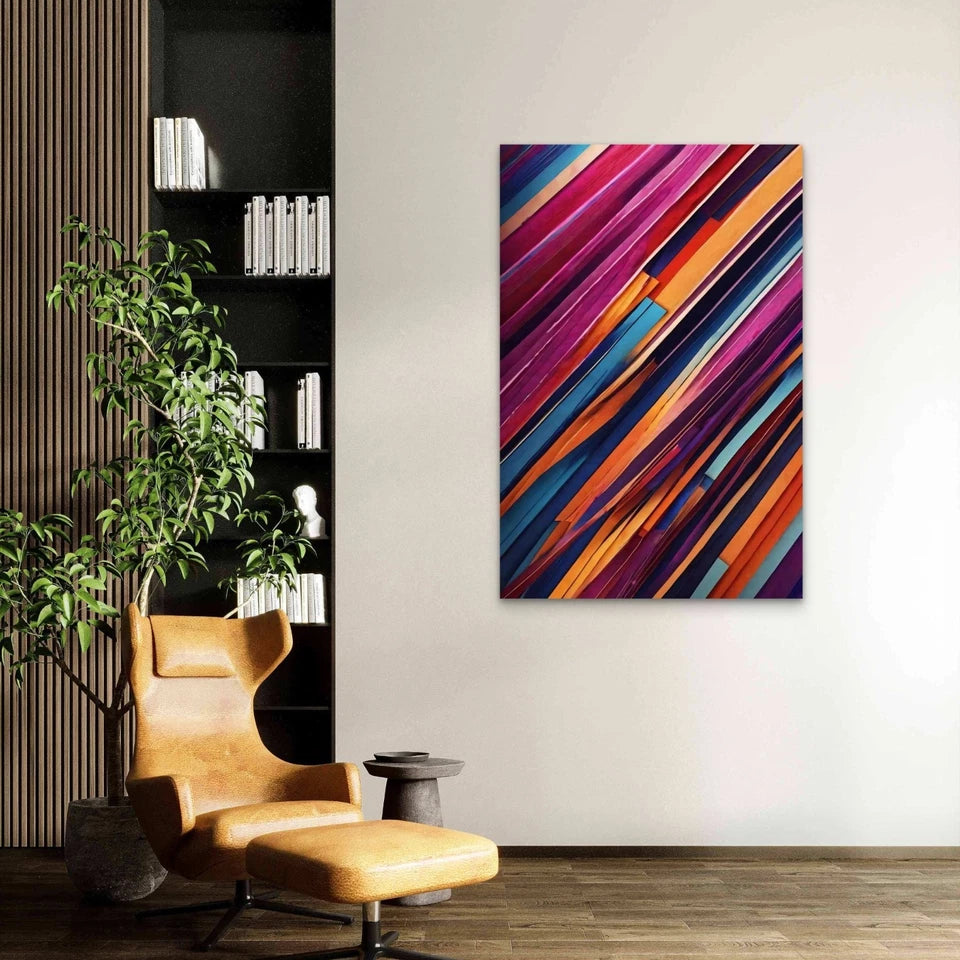 Abstract Diagonal Lines Stripes 40x60cm Metal Print Ready to Hang