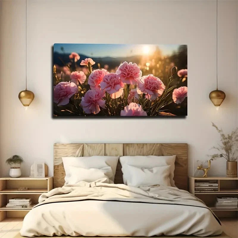 Pink Flowers Beautifully Wall Art Canvas Office Home Room Framed 120x60cm