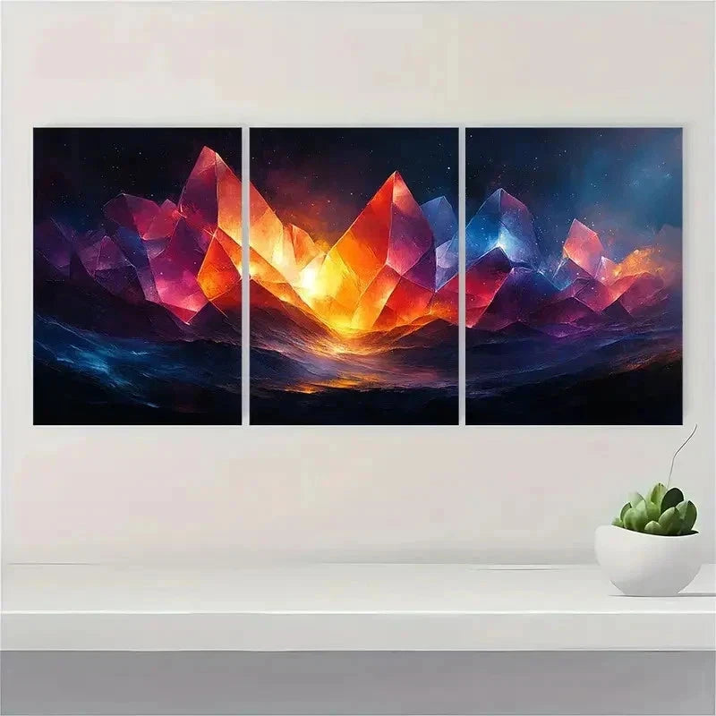 3pcs Blue Realm Fantasy Vibrant W Wall Art Set Canvas Framed 50x70cm - High Quality Print 100% Australian Made Wall Canvas Ready to Hang - Bella Home Decor