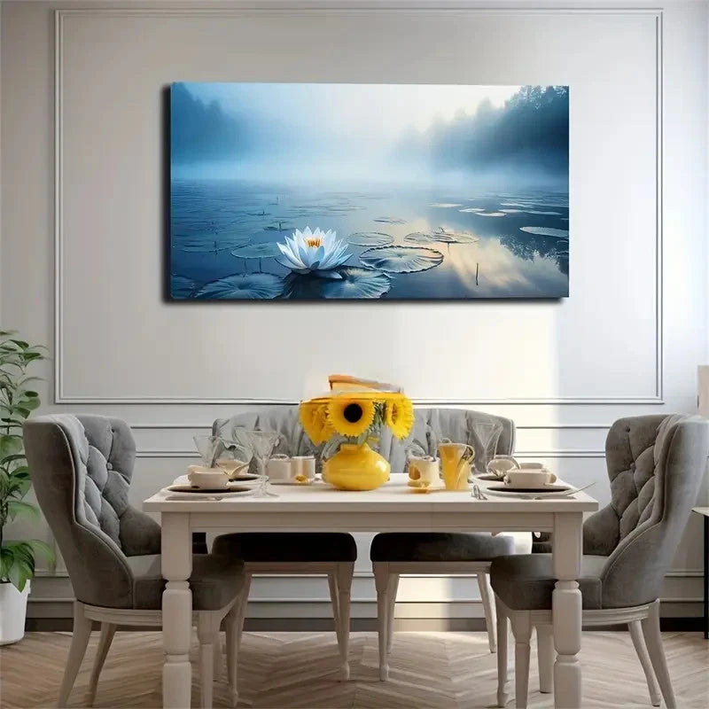 Serene White For Lotus Flower Wall Art Canvas Office Home Room Framed 120x60cm