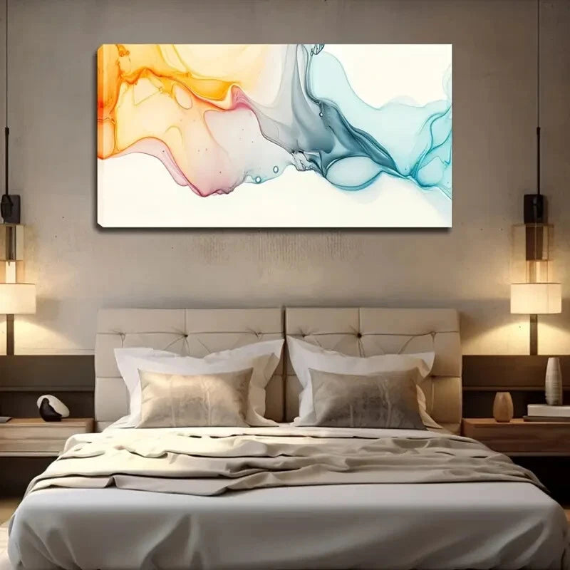 Flowing Color Forms Abstract Wall Art Canvas Office Home Room Framed 120x60cm - Bella Home Decor