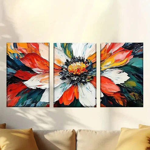 3pcs Painting of a Flower with Many Colors Wall Art Canvas Unframed – High Quality Print 100% Australian Made Wall Canvas