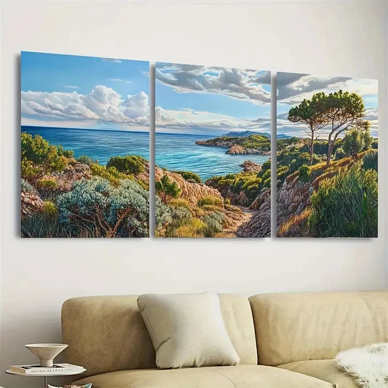 3pcs Vendicari Nature Reserve Italy Wall Art Set Canvas Framed 40x60cm - High Quality Print 100% Australian Made Wall Canvas Ready to Hang - Bella Home Decor