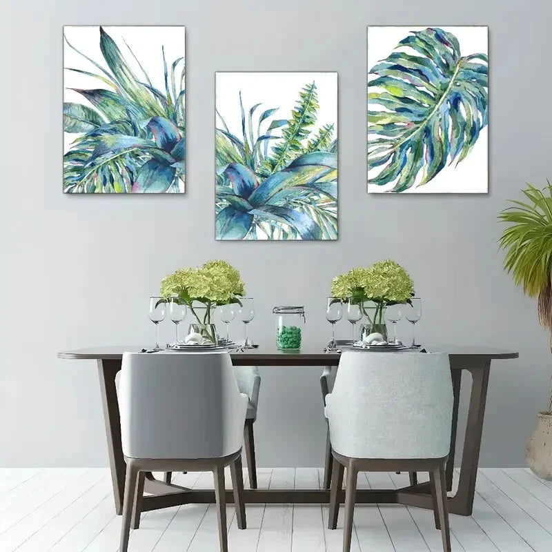 3pcs Tropical Leaf Watercolor Monstera TLWM Wall Art Canvas Framed 40x60cm - High Quality Print 100% Australian Made Wall Canvas Ready to Hang