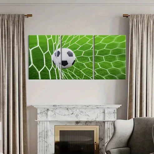 3pcs Shooting Football in the Goal Wall Art Canvas Unframed - High Quality Print 100% Australian Made Wall Canvas