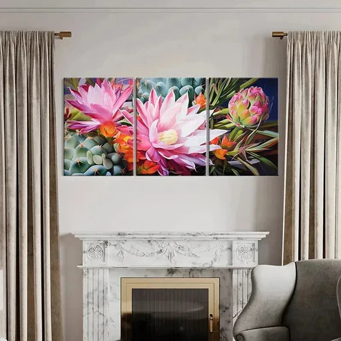 3pcs Colorful Plants Succulents Flowers Wall Art Canvas Unframed - High Quality Print 100% Australian Made Wall Canvas - Bella Home Decor