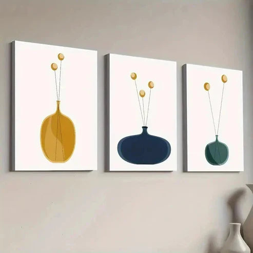 3pcs Light Luxury Vase Directly Wall Art Set Canvas Unframed - High Quality Print 100% Australian Made Wall Canvas